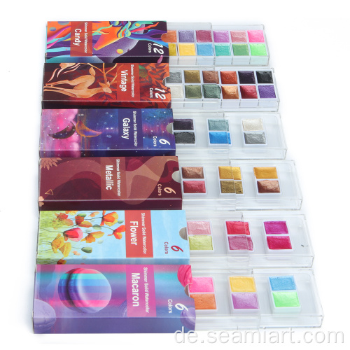 Aquarell Paint Artist tragbarer halbe Pan -Set